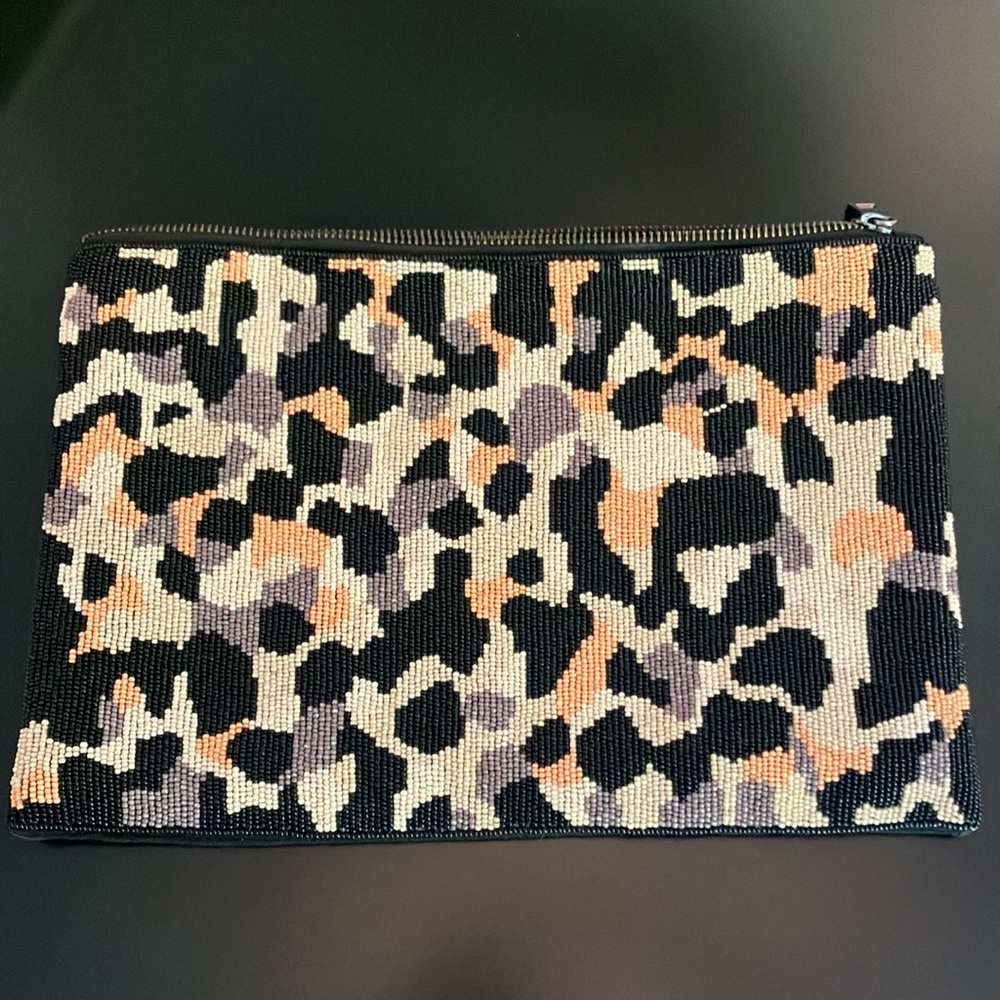 RARE Kookai Beaded Leopard Clutch